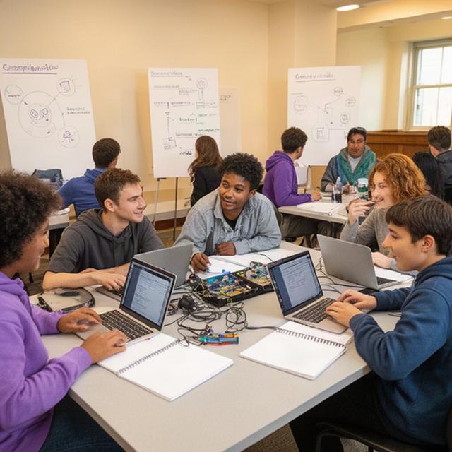 Pennsylvania technology apprentices working together at a community cybersecurity workshop